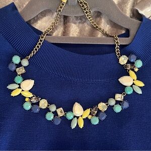 J. Crew Blue and Yellow Statement Necklace